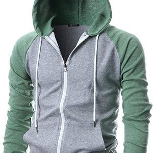 COPY - GIVON Mens Slim Fit Raglan Zip Up Hoodies Sweatshirt Lightweight Long Sl…